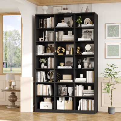 86"H X 47.2"W 7-Tier Standard Wood Storage Bookcase