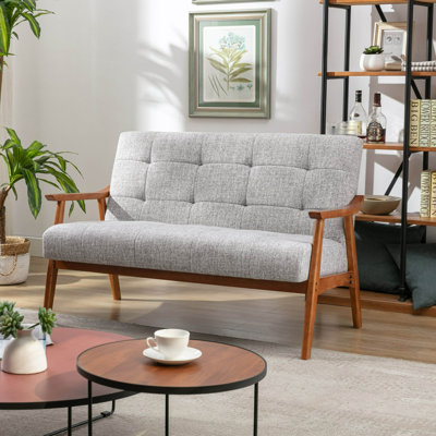 Emirhan Fabric Upholstered Loveseat with Rubberwood Legs