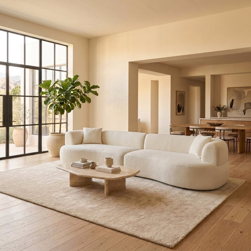 Canapé modulaire incurvé 122 po surdimensionné 122 po, très grand canapé 4 places avec sièges très profonds, sans assemblage
