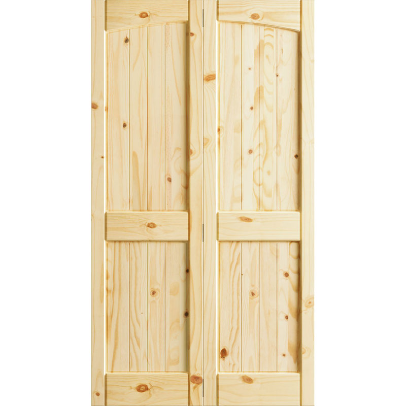 Natural Pine 32'' x 80'' Paneled Bi-Fold Door