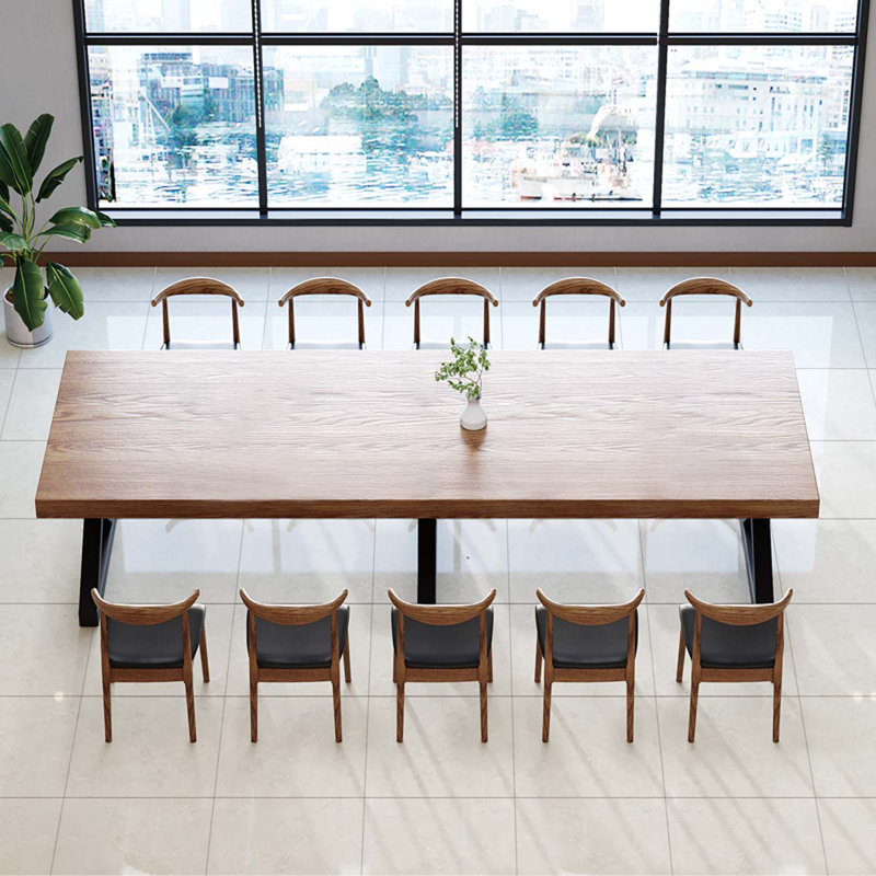 Modern walnut solid wood rectangular dining table, 29.53"H x 102.36"L x 39.37"W