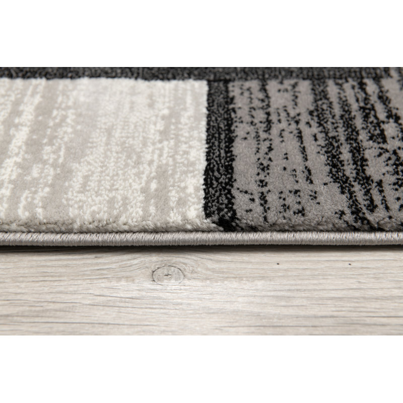 Tapis gris à motif abstrait Dillup-Jones, Rectangle 6 pi 6 po x 9 pi 4 po