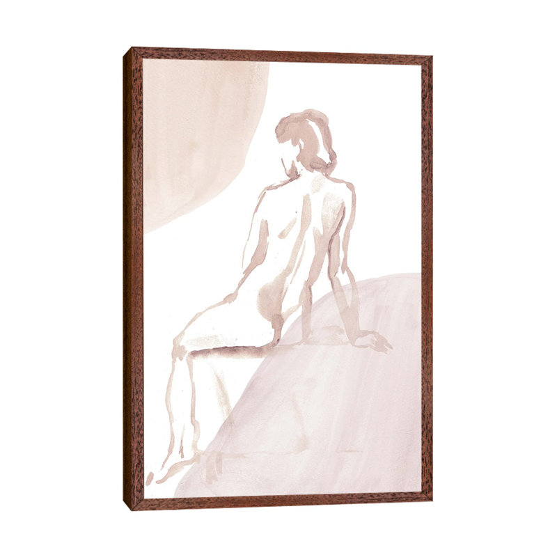 Nude Woman II by Whales Way - Painting on Canvas, 66.04cm H x 45.72cm W x 3.81cm D, Classic Brown Wood Framed