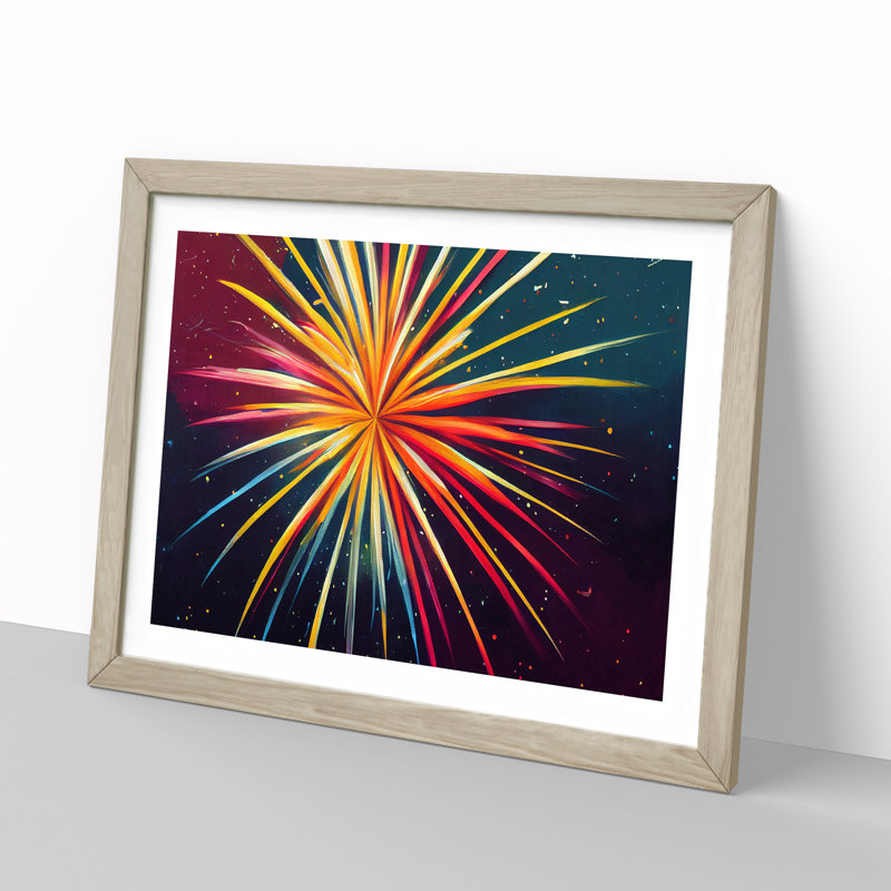 Blooming Fireworks - Framed Print, 46cm H x 64cm W x 2cm D, Oak
