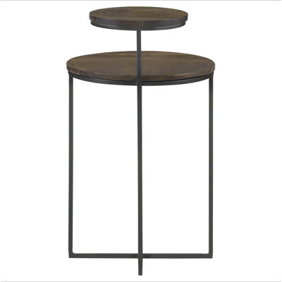 Natural and Gunmetal 2-Tier Accent Table