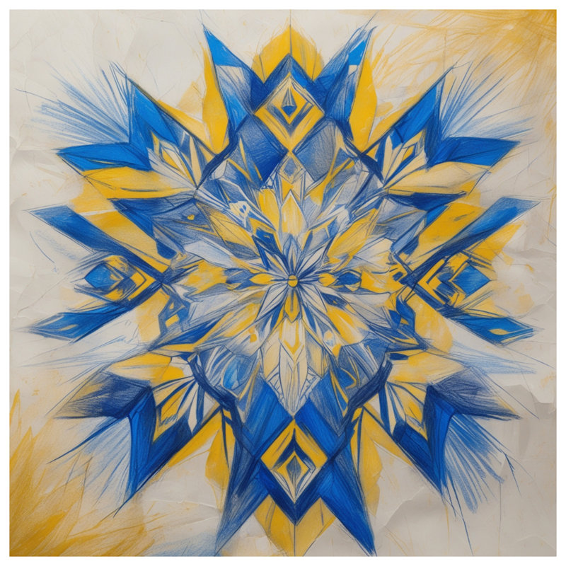 Tapis de bain bleu / jaune kaléidoscope, L 24 po x L 17 po