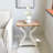 End Table，Narrow Side Table for Small Spaces, Accent Living Room Table, Wood Tray Table, Night Stand with Shelf, White & Nature