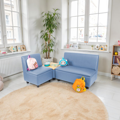 Ensemble 3 pièces de chaise et canapé modulaire avec table de bout Kid Comfort