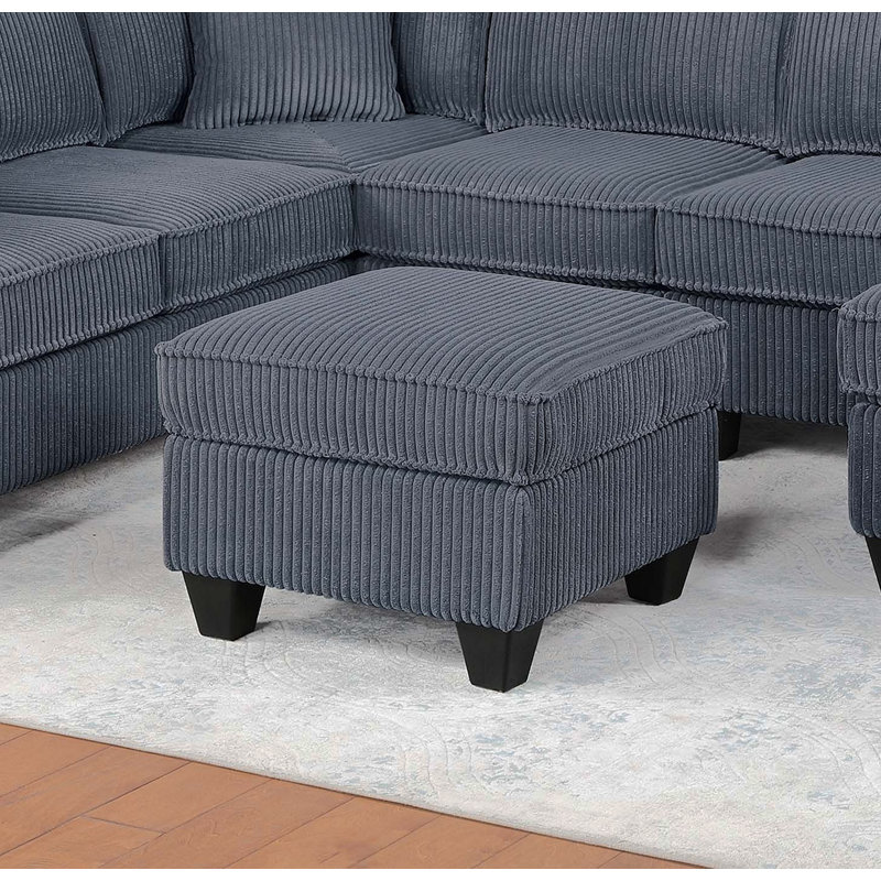 Ensemble modulaire 5 pièces Jillie, Velours côtelé gris foncé