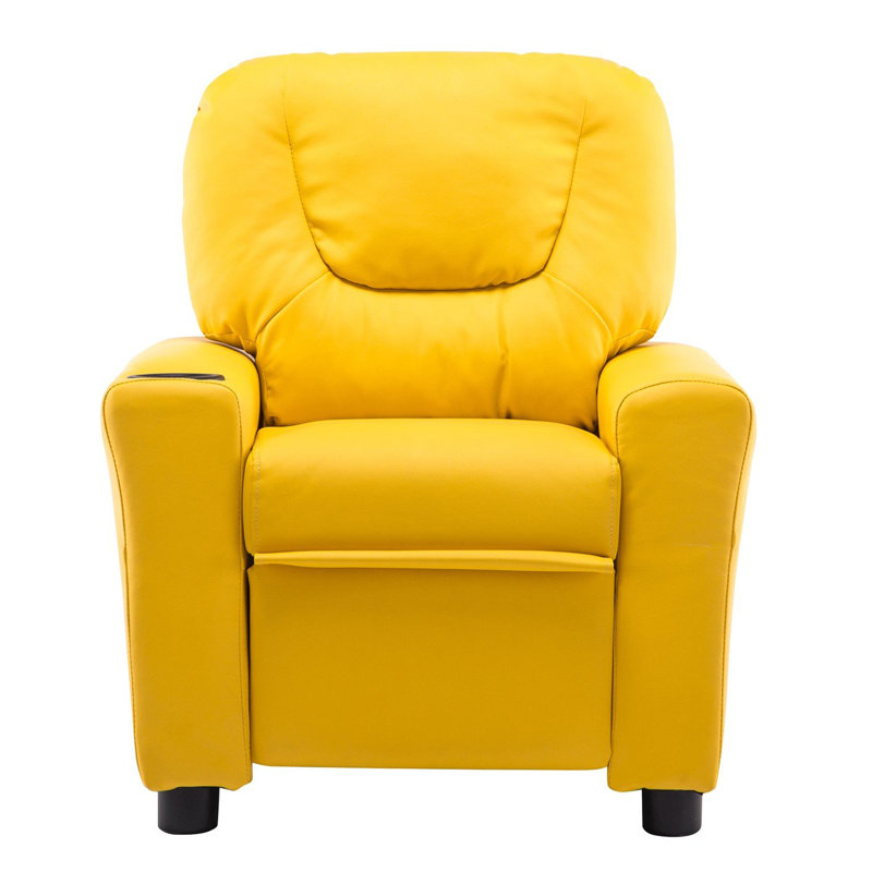 Crooms Kids Recliner Chair with Cup Holder, Yellow