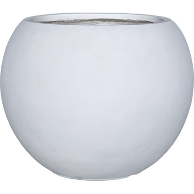 13.5 H X 17" Dia (12" Pot Opening) Round Fiberstone Planter With Drainage Hole, White, Indoor/Outdoor Large Plant Pot For Home Patio Garden, Ideal For Plants
