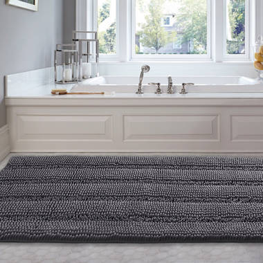 Space Grey Rugs for Bathroom Slip-Resistant Shag Chenille Bath Rugs Mat  Extra Soft and Absorbent Bath Rug for Shower Room Machine-Washable Fast  Dry, 20 x 32 Inches 