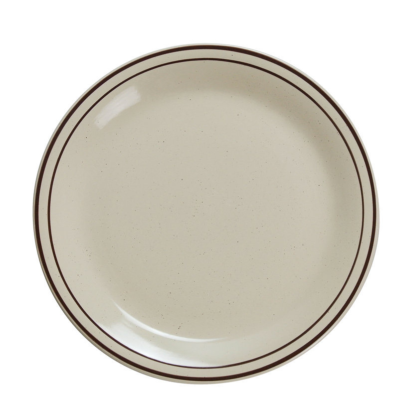  Assiette plate mouchetée brune 11 po