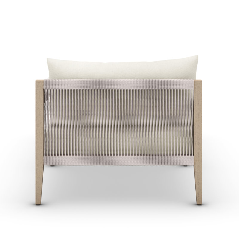 Sherwood Outdoor Chaise Lounge, Weathered Gray/Dark Gray, Polyester Blend Ivory
