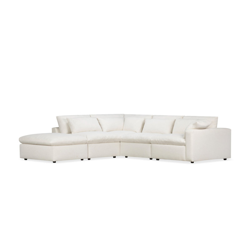 Canapé modulaire 5 pièces Remy, Orienté à gauche (vu de face), Chenille Crypton® neige Nomad