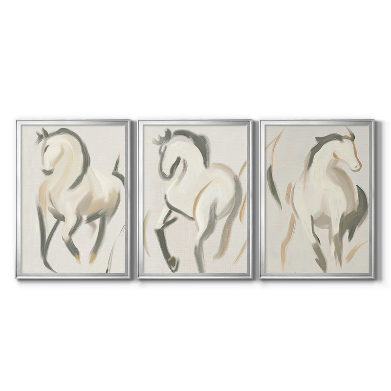 ANIMALS Series CECLxX - Toile tendue avec châssis sur mesure - 3 pièces, H 19 po x l 27 po, Argent argent