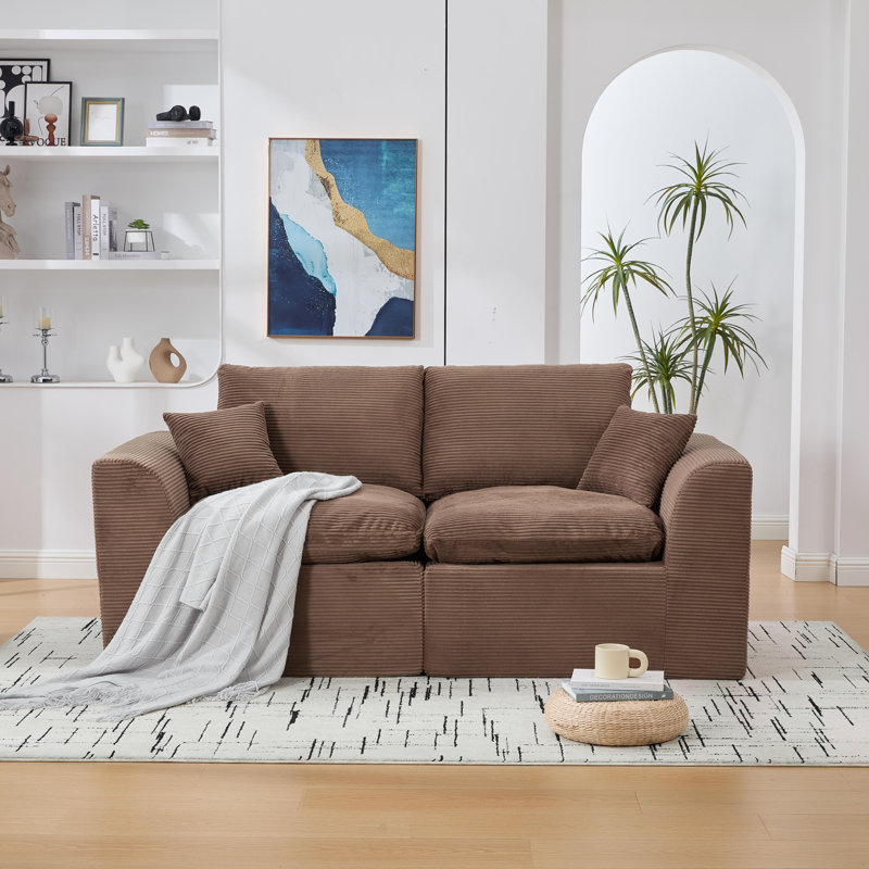 Boneless Modular Sectional Sofa Cloud Couch,2 Seater With Cushion Covers Removable Furniture For Living Room,bedroom,apartments