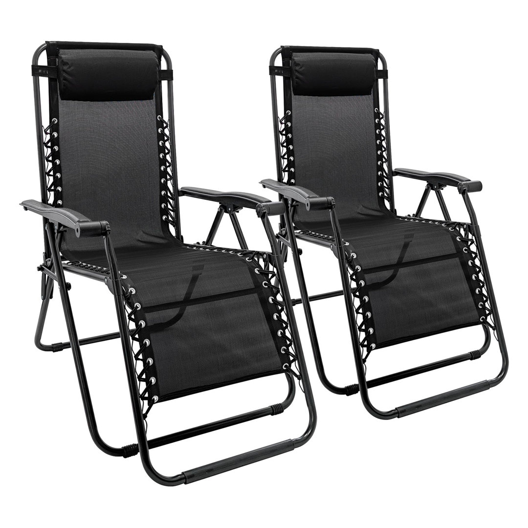 Harbour Housewares Zero Gravity Chair Set - Black - Metal - 2 Piece - Image 5