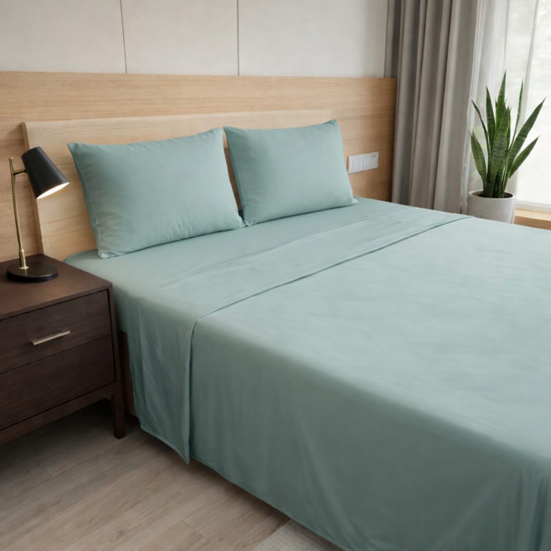 Ensemble de draps en bambou ultra doux - ensemble de 4 pièces - infroissable - feuilles de refroidissement avec poches profondes