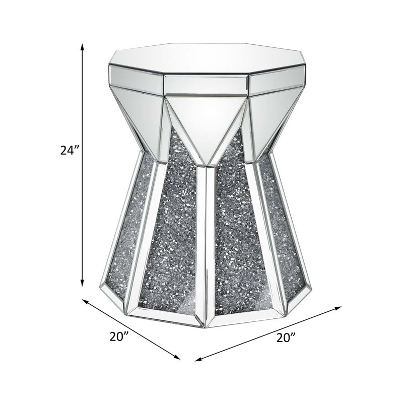 Table de bout Noralie, miroir et faux diamants