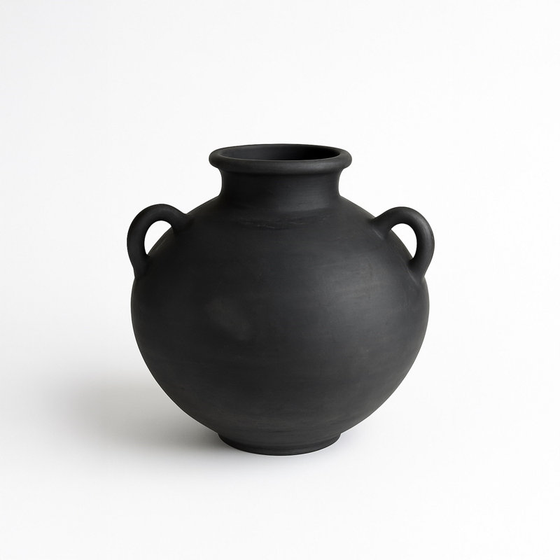 Vase Montana en terre cuite noire, H 14,17 po x l 14,17 po x P 14,17 po