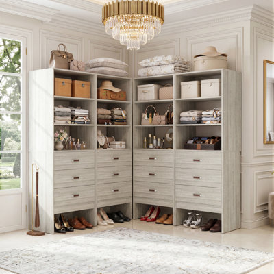Organisateur de garde-robe 24 po avec rangement et 3 tiroirs, unité de rangement autoportante pour petits espaces, buanderie, chambre d'amis, blanc