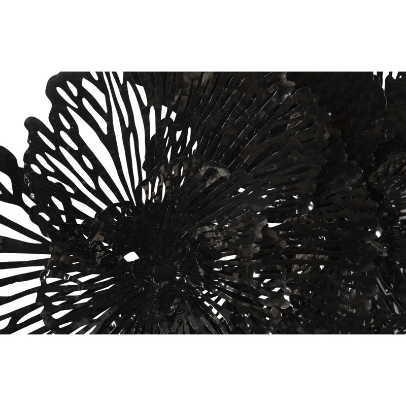 Large Black Metal Flower Wall Sculpture