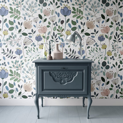 Whimsical Floral Peel and Stick Wallpaper