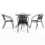 Table ronde en métal avec 4 chaises empilables à lattes en aluminium Amlie-513967547