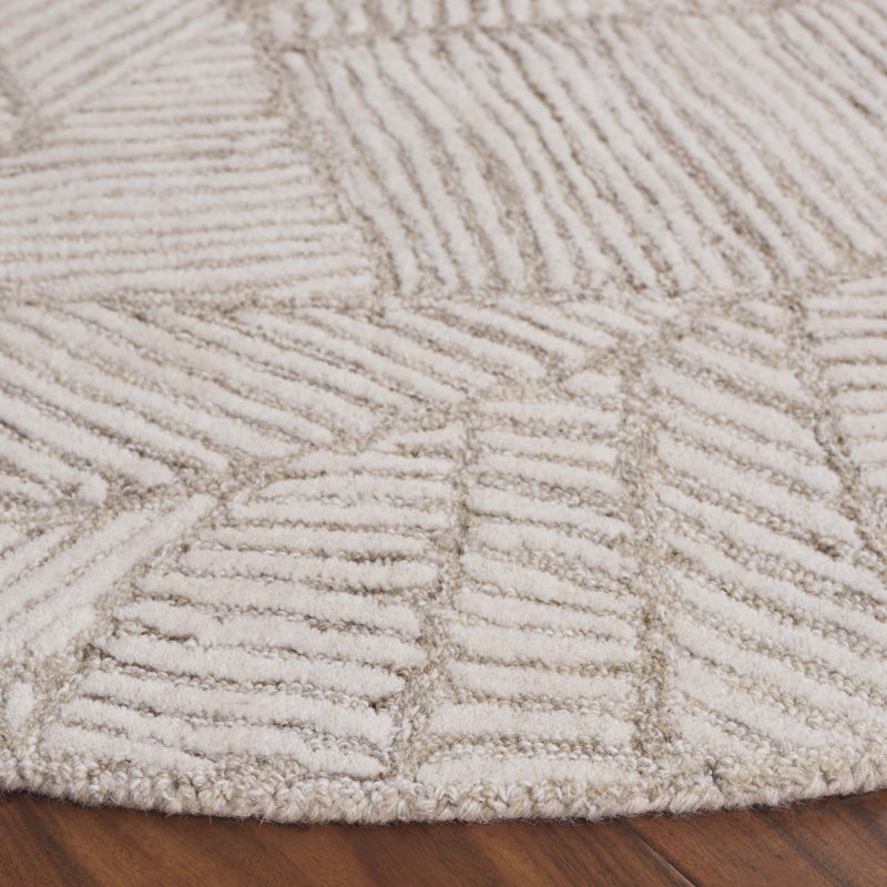 Analysia Ebony Hand Tufted Wool Pile Floral Rug, Round 6'