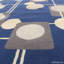Tapis bleu / gris / ivoire Mid-Century à motif de cercles moderne One-of-a-Kind