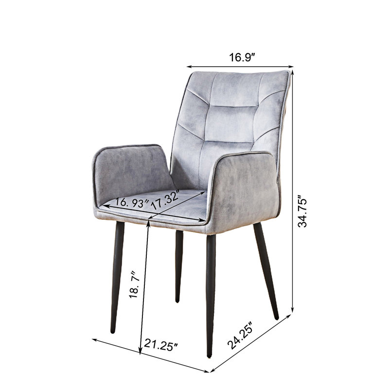 Chaise rembourrée avec accoudoirs (ensemble de 2), Gris