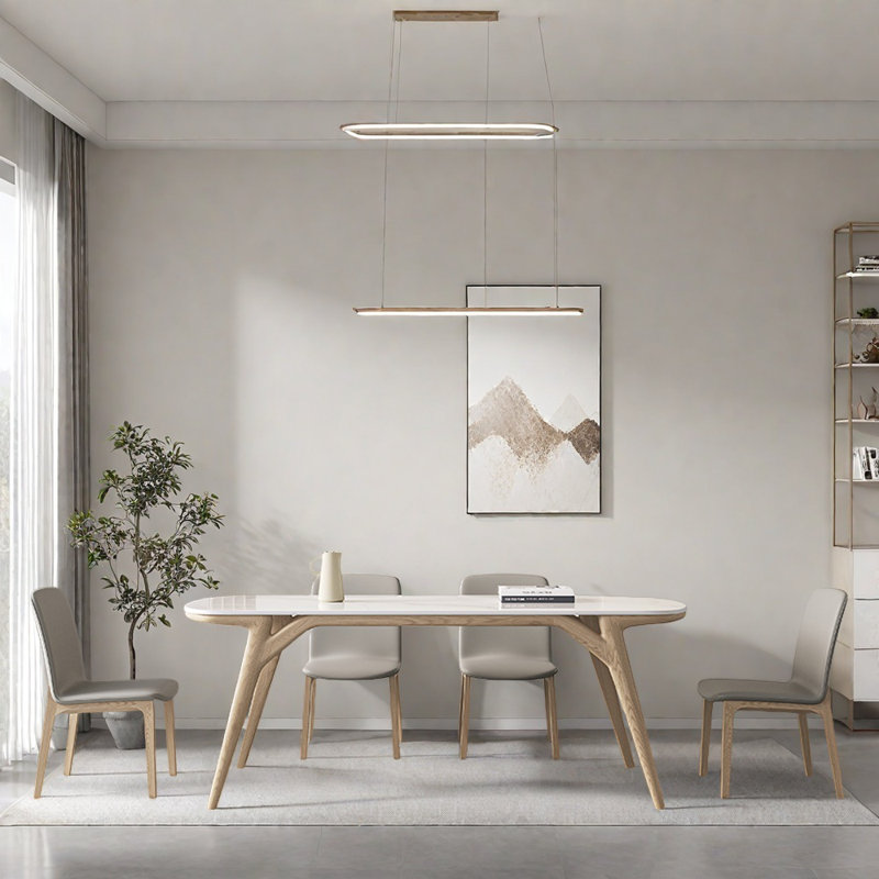 Petit ensemble de table de salle à manger rectangulaire en bois de frêne plat, H 29,52 po x L 62,99 po x l 31,49 po
