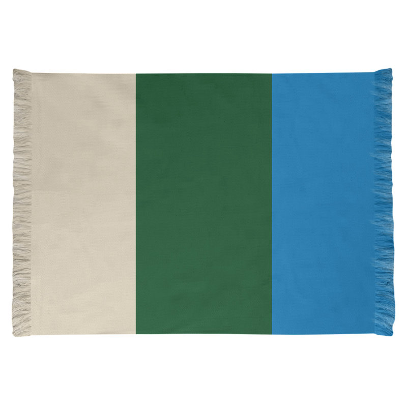 Tapis rayé vert / crème 4,6 pi x 5,5 pi