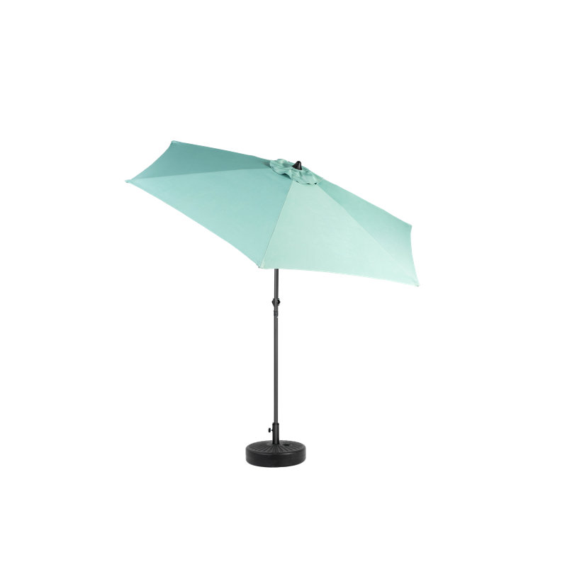 Parasol de table d'extérieur 9 pi avec parasol inclinable et manivelle, parasol de marché 6 côtes robustes, terrasse, cour, piscine (base non incluse)