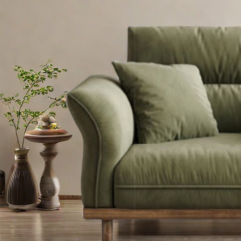 Retro high back simple log style fabric sofa