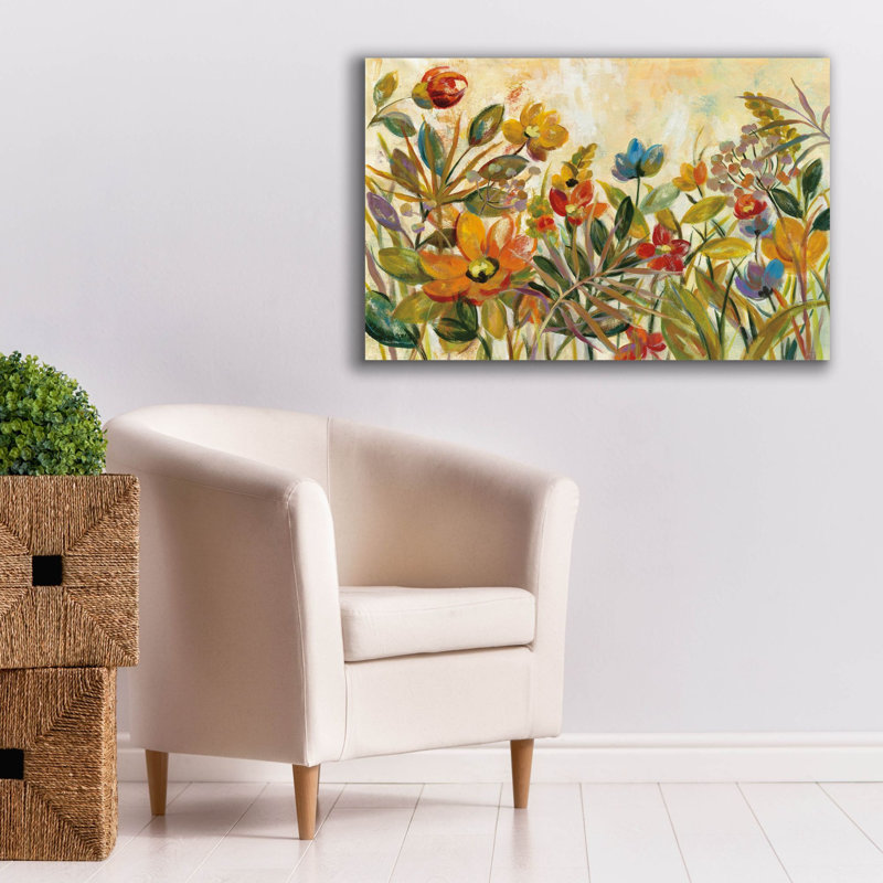 «Ep Forest Graffiti» Rain Forest Floral »par Silvia Vassileva, art mural sur toile, 40 po x 26 po, H 26 po x l 40 po