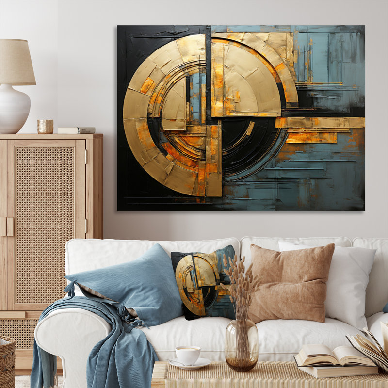 «Hardedge Golden Geometric II», reproduction sur toile, H 12 po x l 20 po x P 1 po, Toile tendue