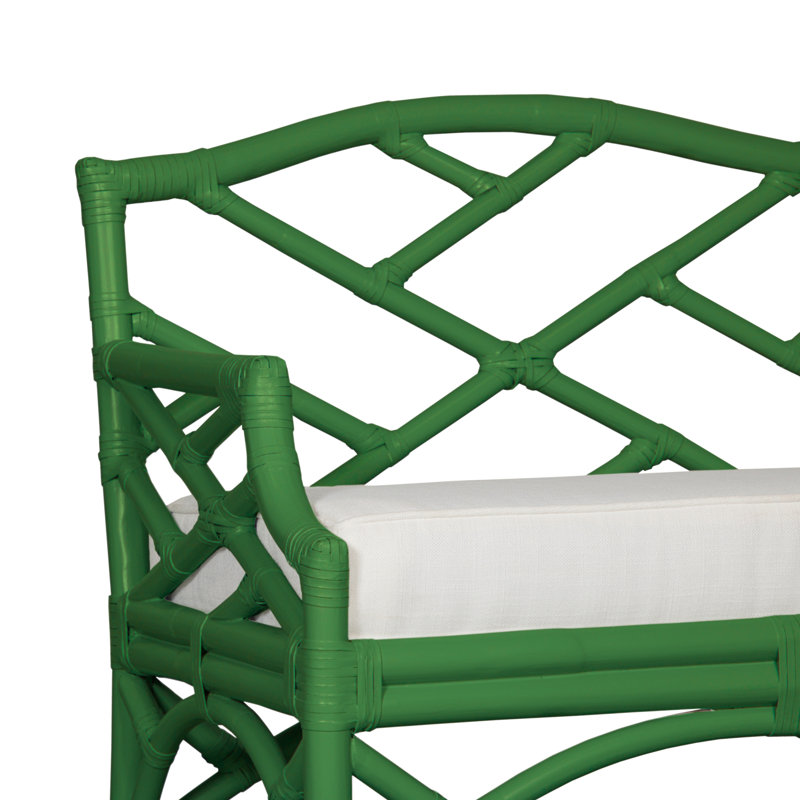 Chippendale Upholstered Bench, Bright Green