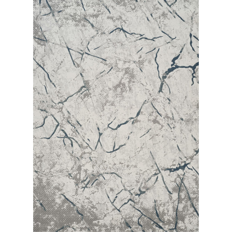 Tapis gris fabriqué à la machine, 5 pi 3 po X 7 po, style moderne contemporain, apparence 3D réaliste, confort, pour solarium et tapis pour animaux de compagnie avec motif abstrait et couleurs, fabriqué à la machine, doux et décontracté