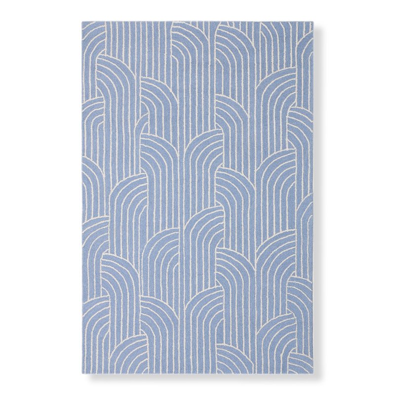 Geometric Area Rug in Denim Blue, Runner 2.6' x 7'