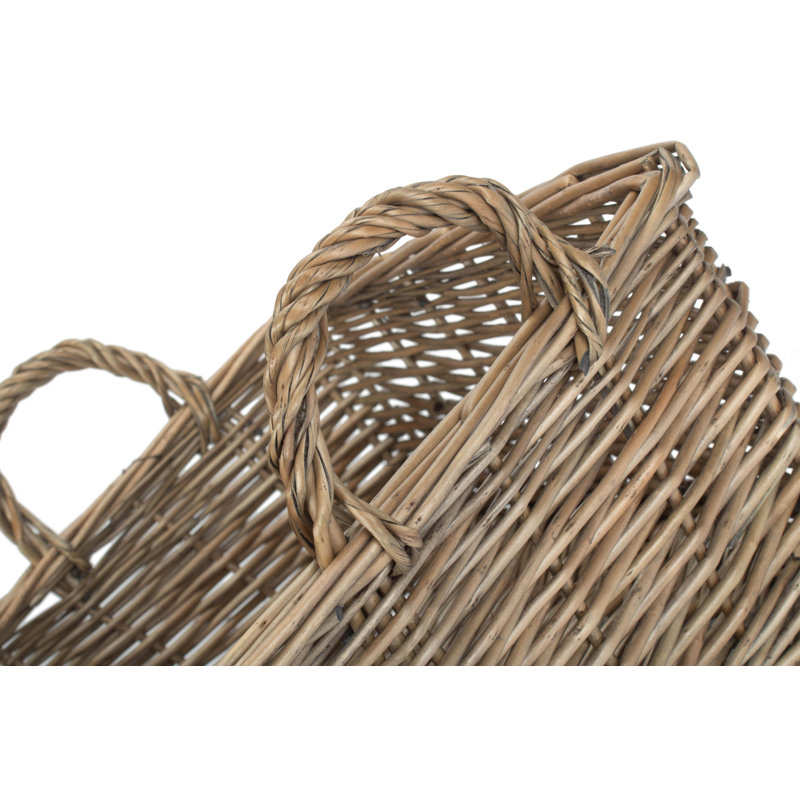 Wicker Unlined Storage Basket with Handles, 22cm H x 24cm W x 34cm D