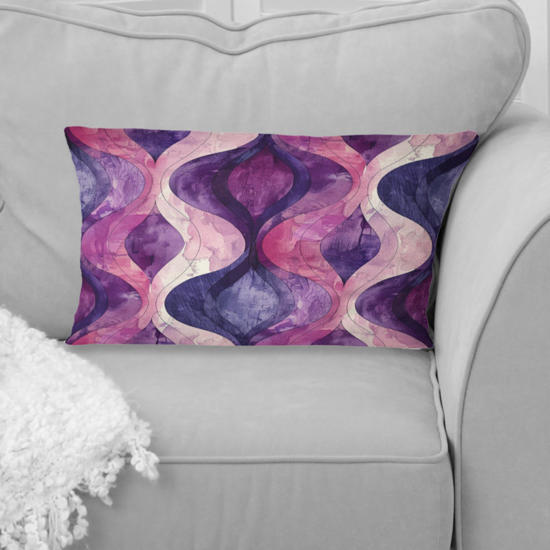 Coussin lombaire mauve rose Mid-Century
