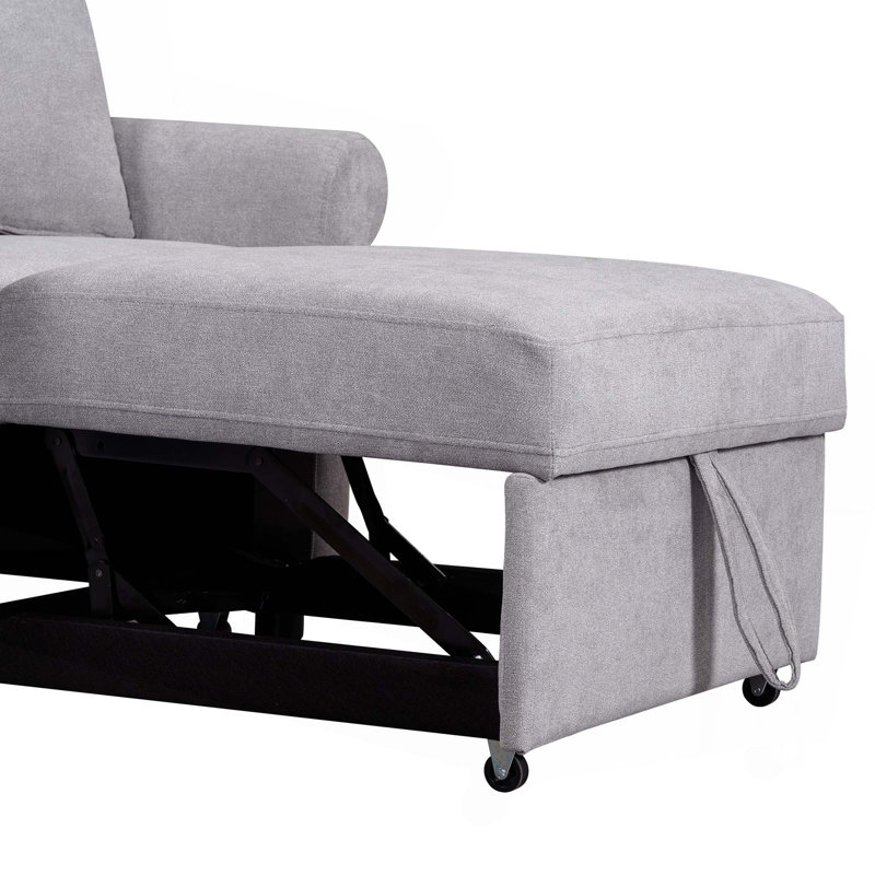 Fauteuil convertible 3-en-1 avec dossier réglable et roulettes Praro Chenille, Gris