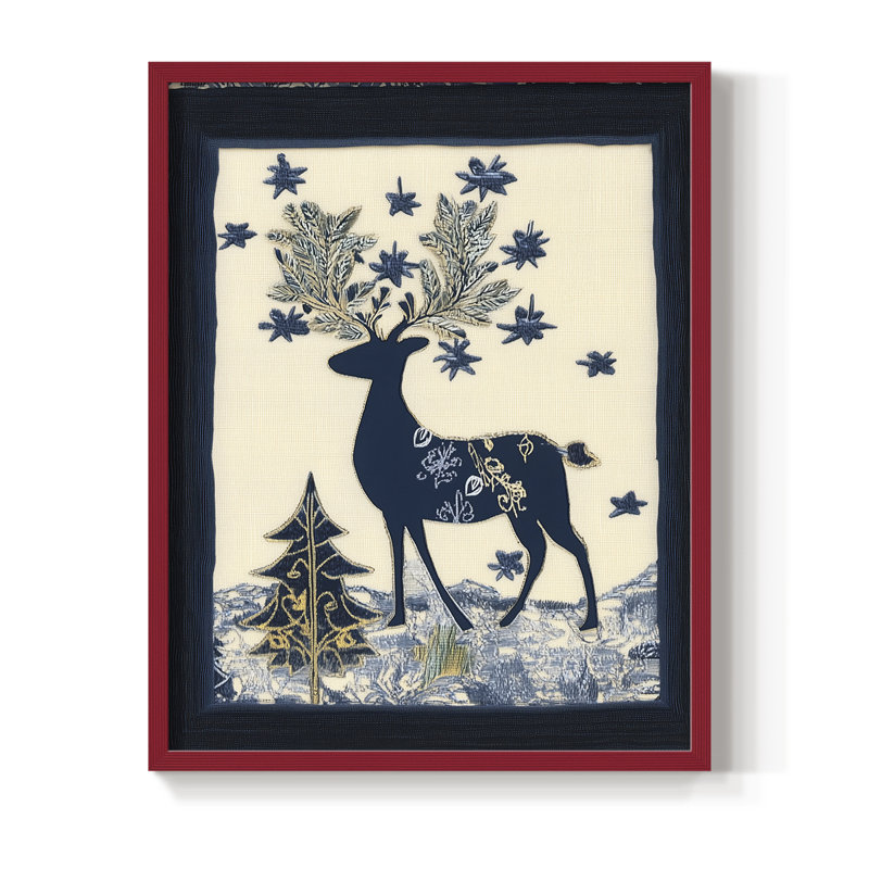 «Christmas Holiday Art DCCLX», reproduction d'art encadrée - bois massif, H 15 po x l 12 po, Rouge