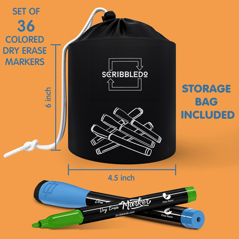 Coloured Non Magnetic Markers Set Of 36 W/ Bag In Use Gtin:00810101380303