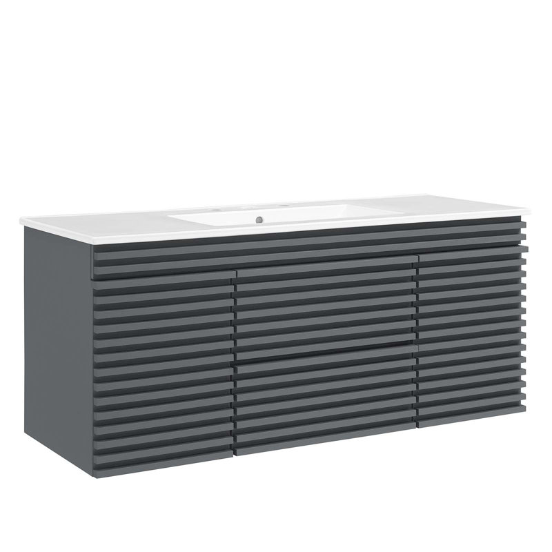 Meuble-lavabo mural 48 po Modway Render, Blanc, gris