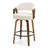 360° Swivel Mid-Century Walnut Bar Stool With Curved Upholstered Back-324509858