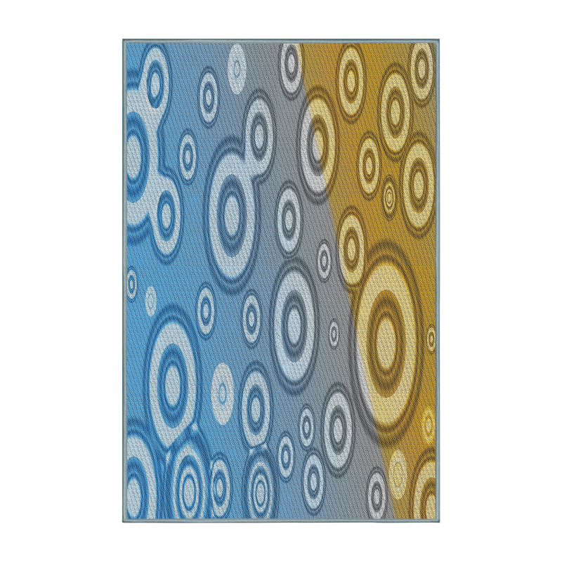 Tapis bleu/jaune tissé à la machine, Rectangle 2 pi x 3 pi