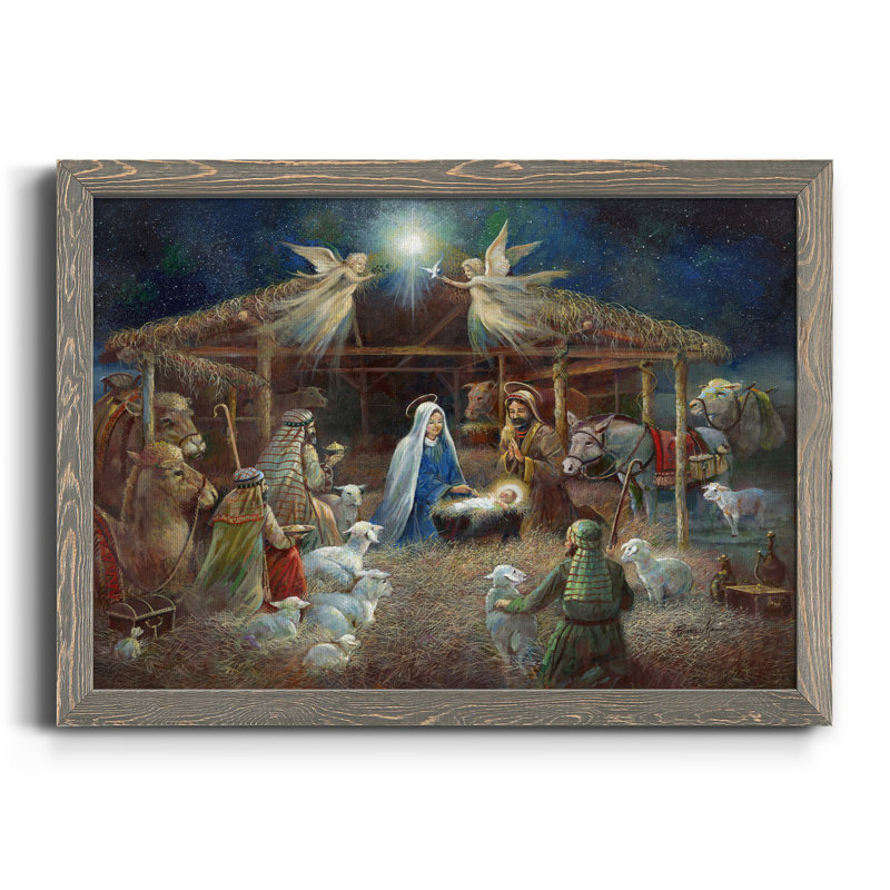 La Nativité - reproduction d'art sur toile, H 24 po x l 18 po x P 1,5 po, Gris